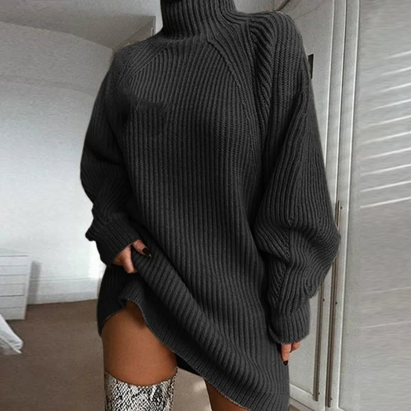 Natacha | Vestido de suéter de cuello alto
