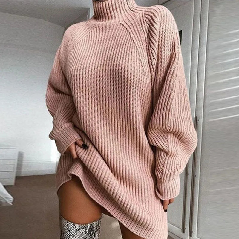 Natacha | Vestido de suéter de cuello alto