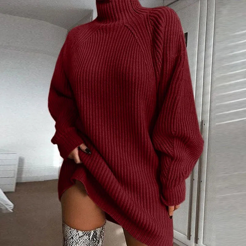 Natacha | Vestido de suéter de cuello alto