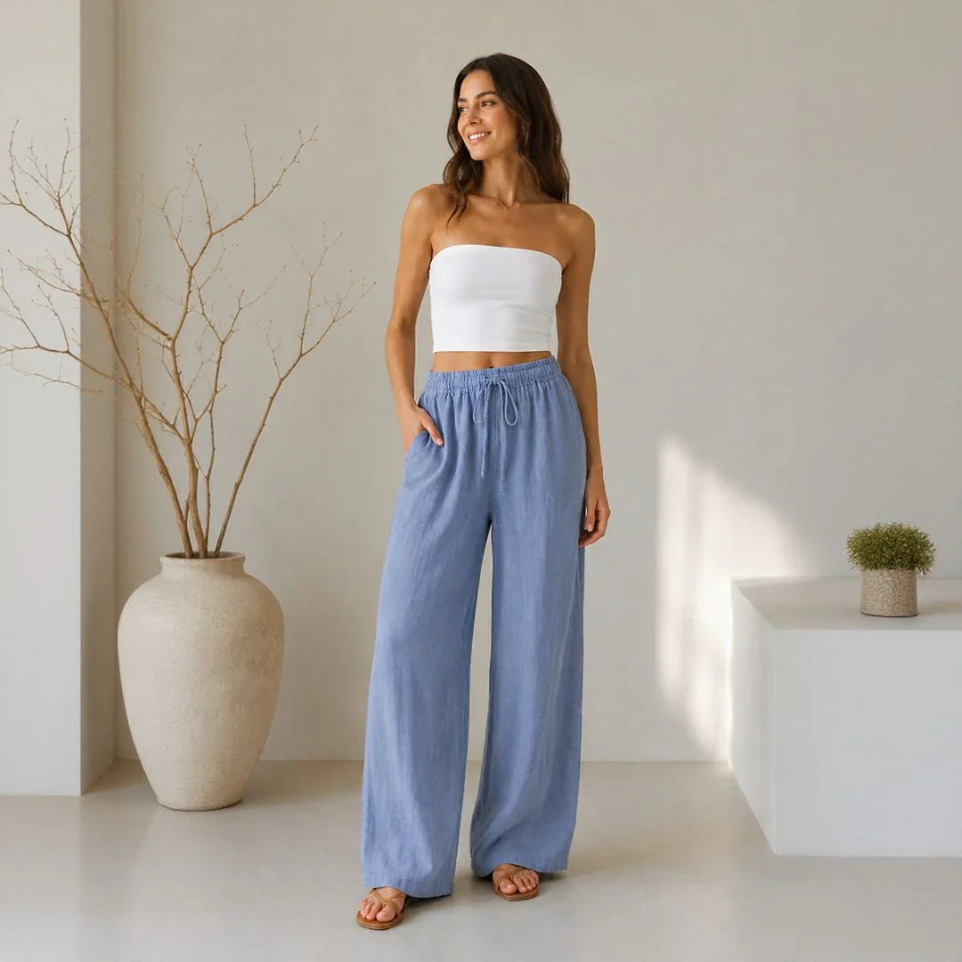 Lavinia™ Baumwoll-Leinenhose mit Verstellbarem Kordelzug