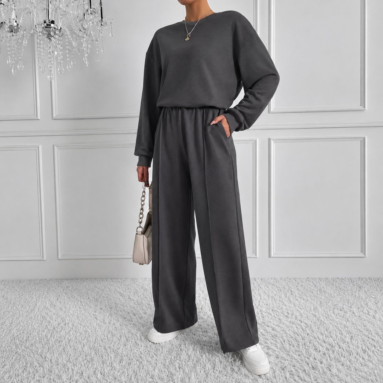 Estelle™ Premium-Sweatshirt-Set mit Palazzo-Hose
