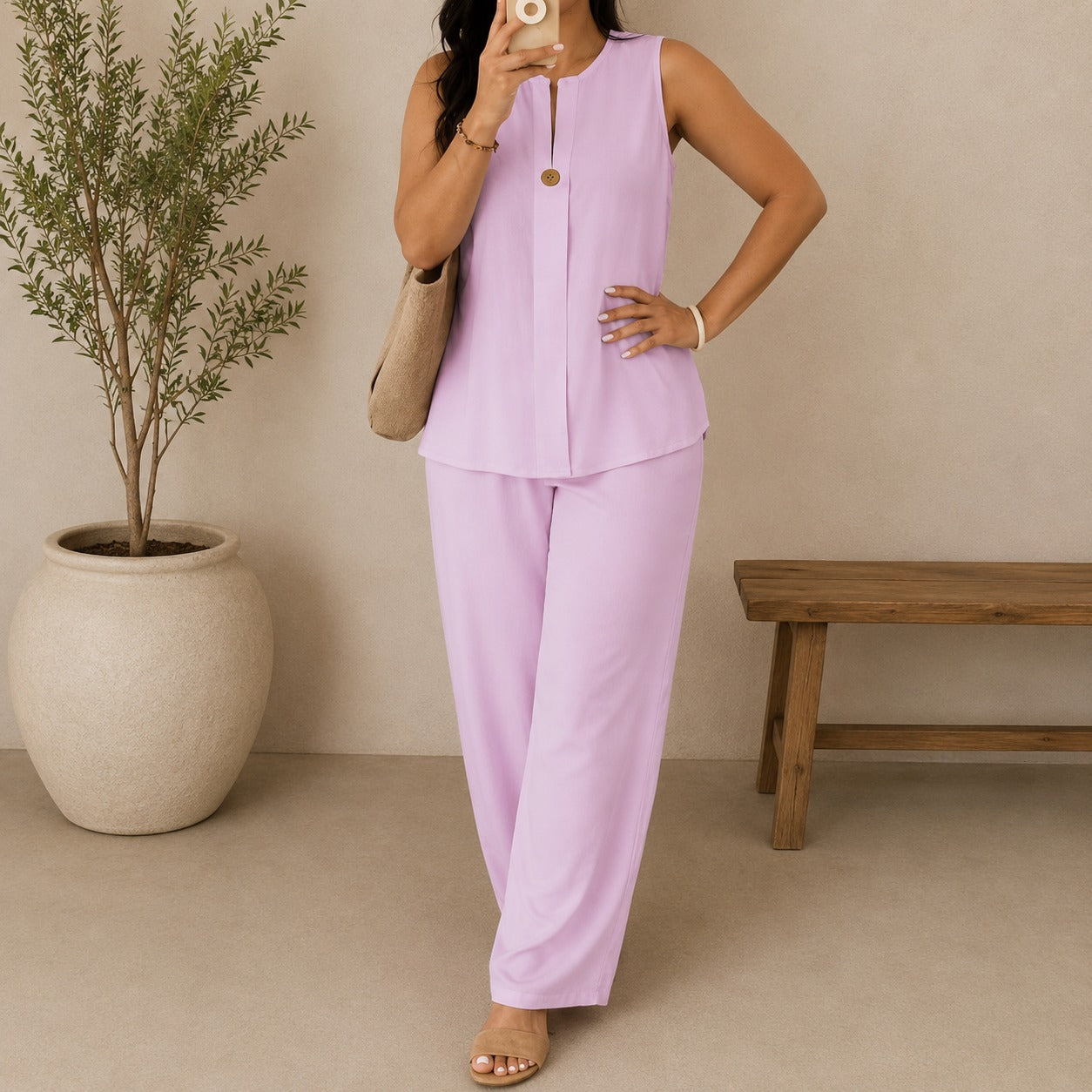 Lucienne™ Set mit Bluse mit Frontausschnitt und Palazzo-Hose