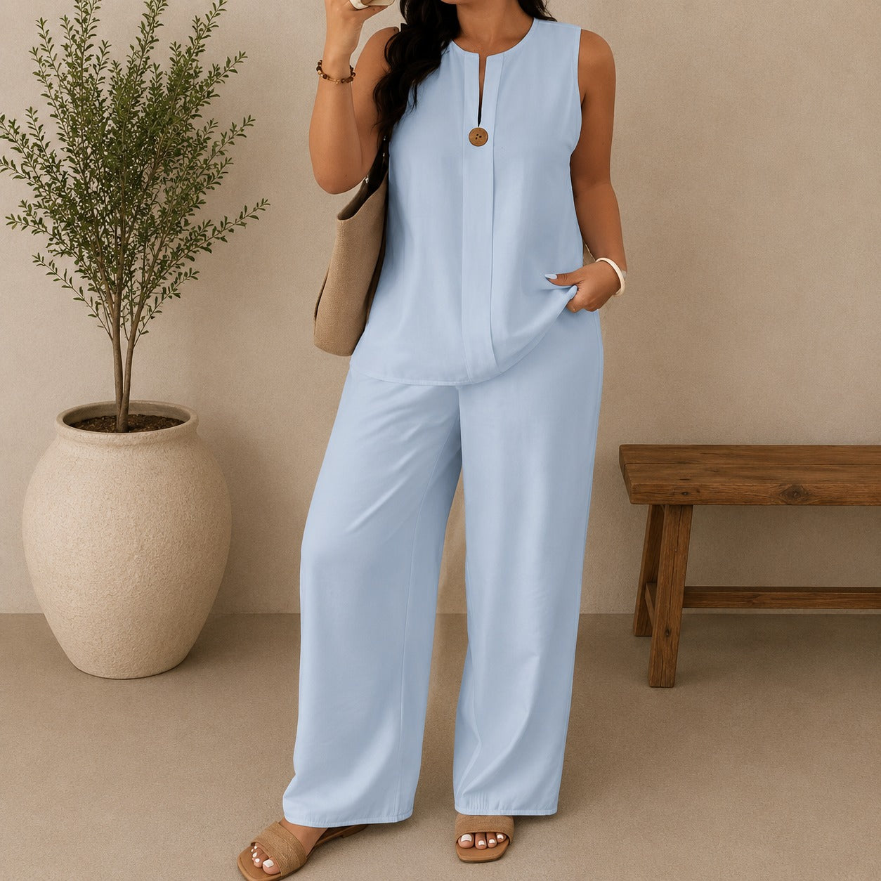 Lucienne™ Set mit Bluse mit Frontausschnitt und Palazzo-Hose